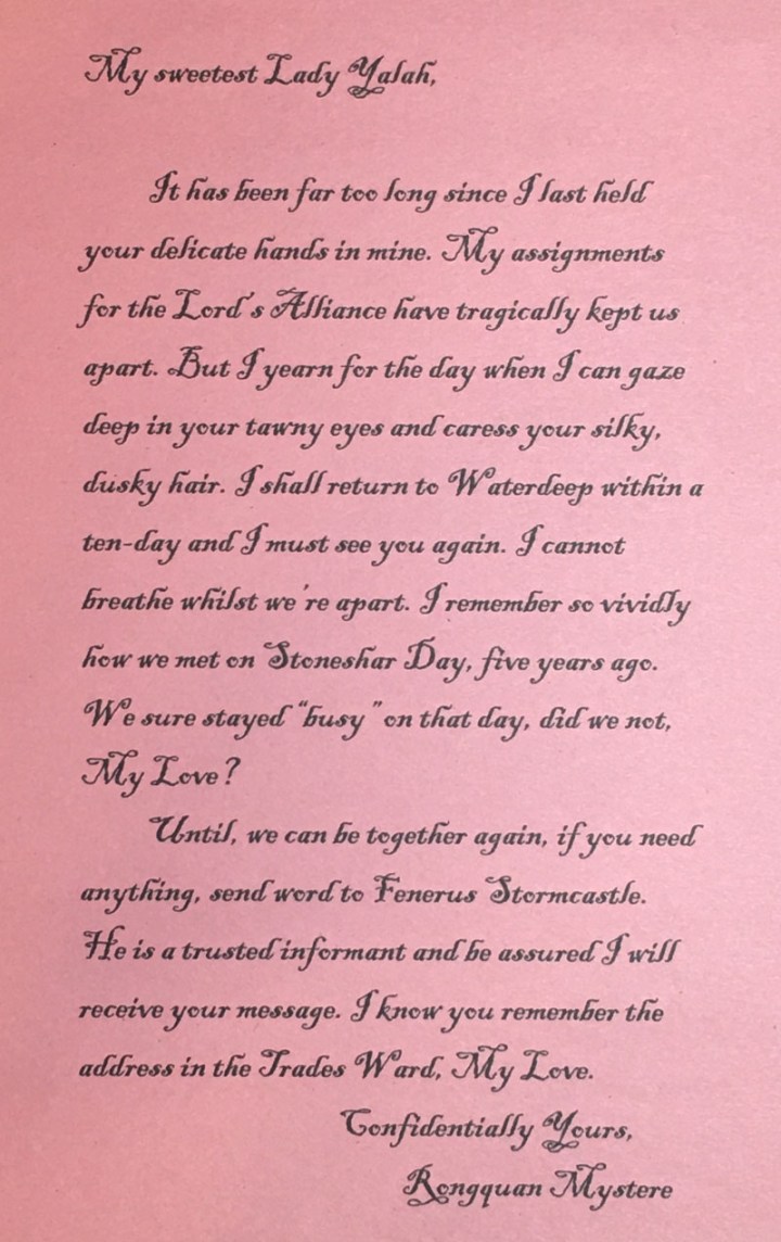 Jarlaxle Love Letter