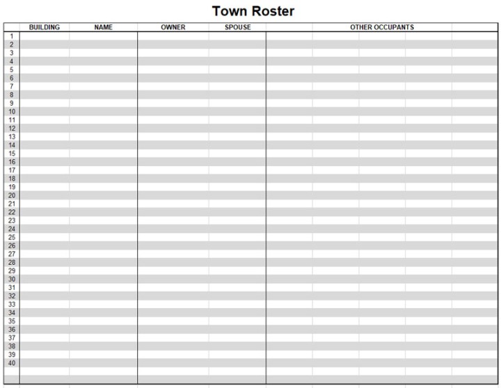 Town Roster Blank